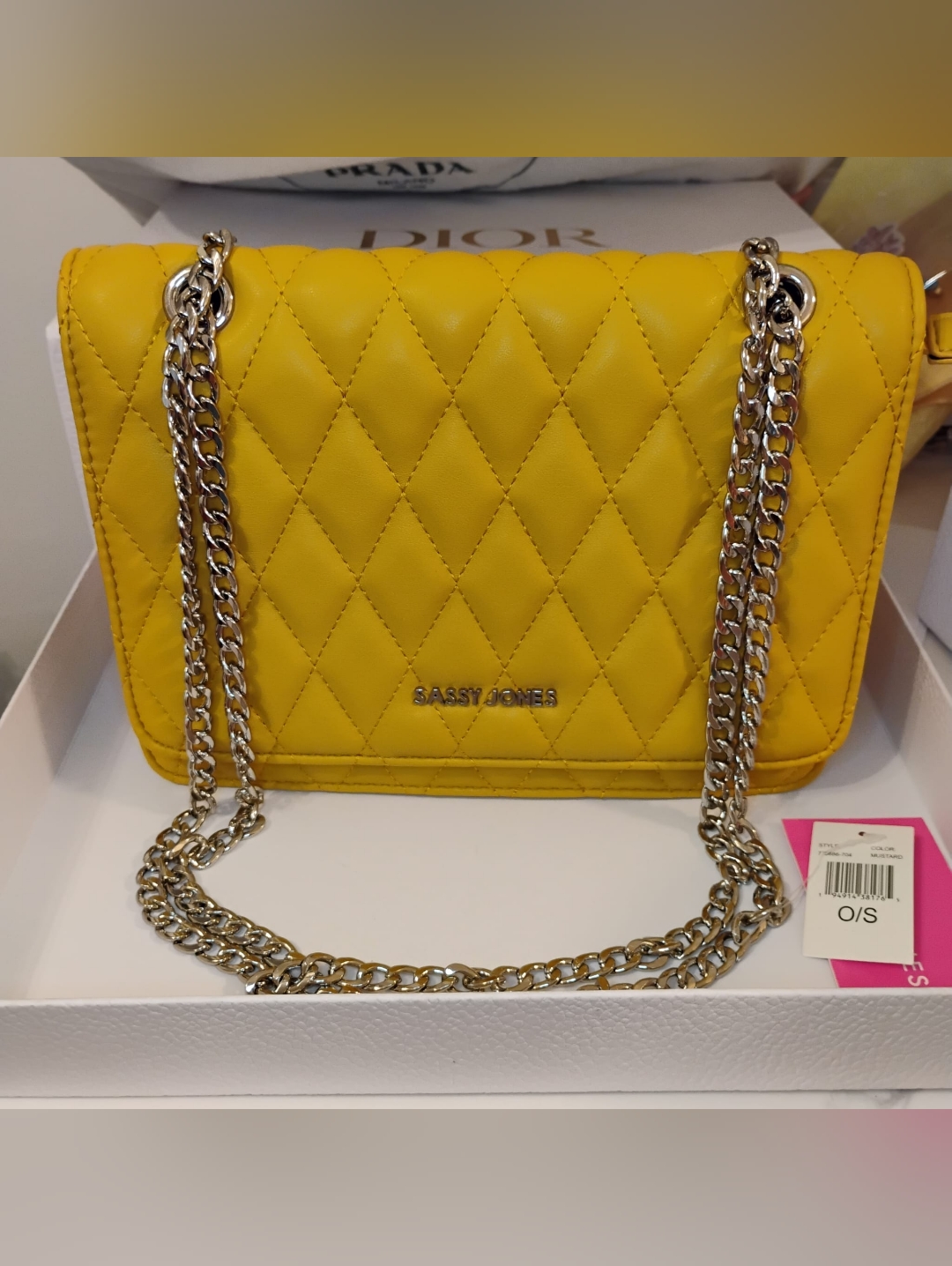 Nwt Sassy Jones Chrissy Crossbody/Shoulder Bag Shw - Yellow Quilted Vegan